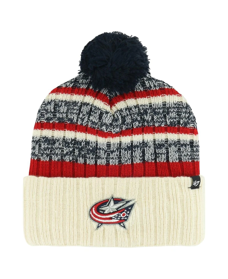 Men's '47 Brand Cream Columbus Blue Jackets Tavern Cuffed Knit Hat with Pom
