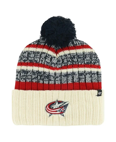 Men's '47 Brand Cream Columbus Blue Jackets Tavern Cuffed Knit Hat with Pom