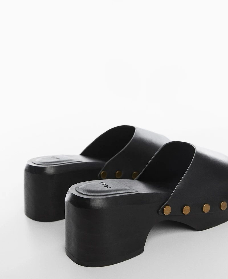 Mango Women's Studded Leather Clogs