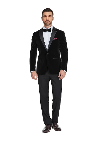 Gino Vitale Men's 2-Piece Velvet Birdseye Lapel Slim-Fit Tuxedo