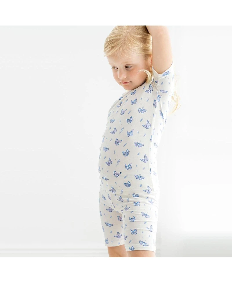 Bellabu Bear Toddler| Child Girls Butterfly 2-Piece Short Sleeve & Shorts Pajama Set