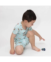 Bellabu Bear Toddler |Child Unisex Airplanes Kids 2-Piece Short Sleeve & Shorts Pajama Set