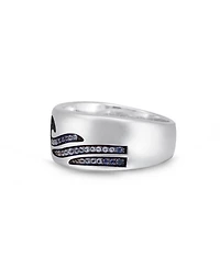 LuvMyJewelry Breaking Waves Design Sterling Silver Blue Sapphire, Topaz Gemstone Band Men Ring