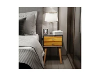 Mid-Century Wooden Multipurpose End Table with 2 Storage Drawers