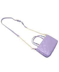 Girl's Purple Quilted Rhinestone Tote Bag