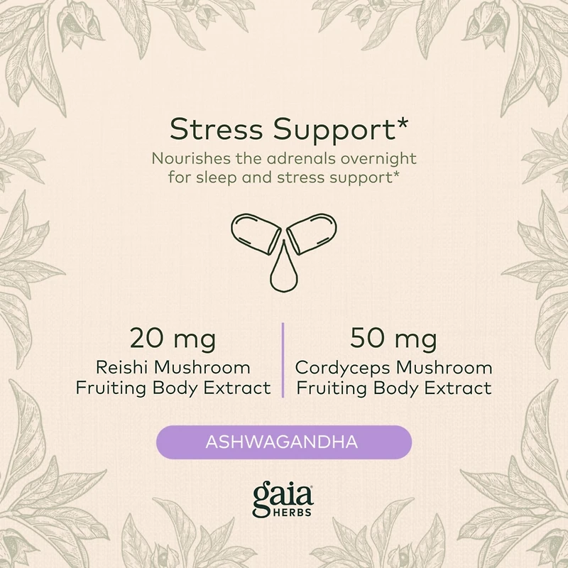 Gaia Herbs Adrenal Health Nightly Restore - Adrenal Support Herbal Supplement with Ashwagandha, Magnolia Bark, Cordyceps, Lemon Balm, and More