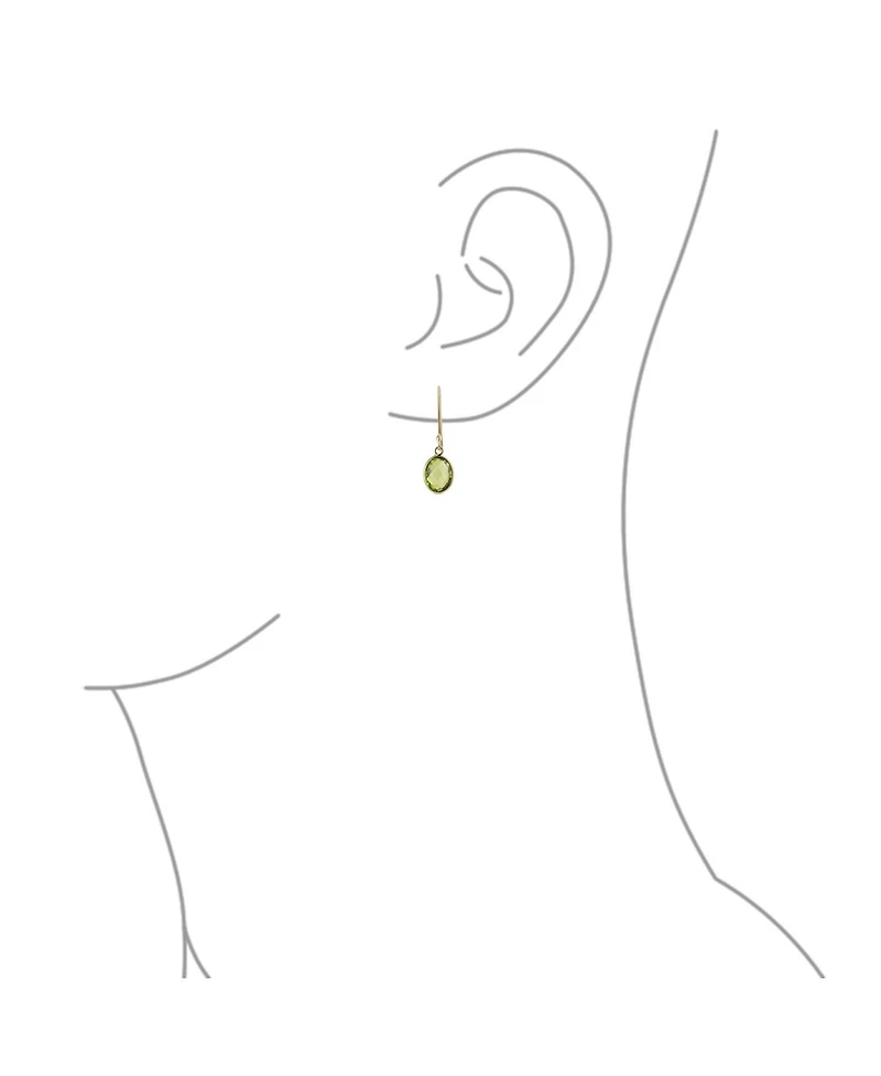 Bling Jewelry Classic Elegant 10K Gold Faceted Briolette Bezel Set Oval Olive Green Natural Peridot Dangle Drop Earrings For Women Wire Fish Hook