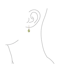 Bling Jewelry Classic Elegant 10K Gold Faceted Briolette Bezel Set Oval Olive Green Natural Peridot Dangle Drop Earrings For Women Wire Fish Hook