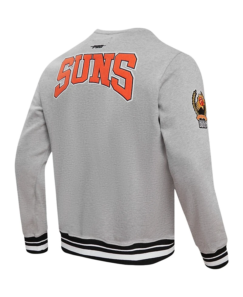 Men's Pro Standard Heather Gray Phoenix Suns Crest Emblem Pullover Sweatshirt