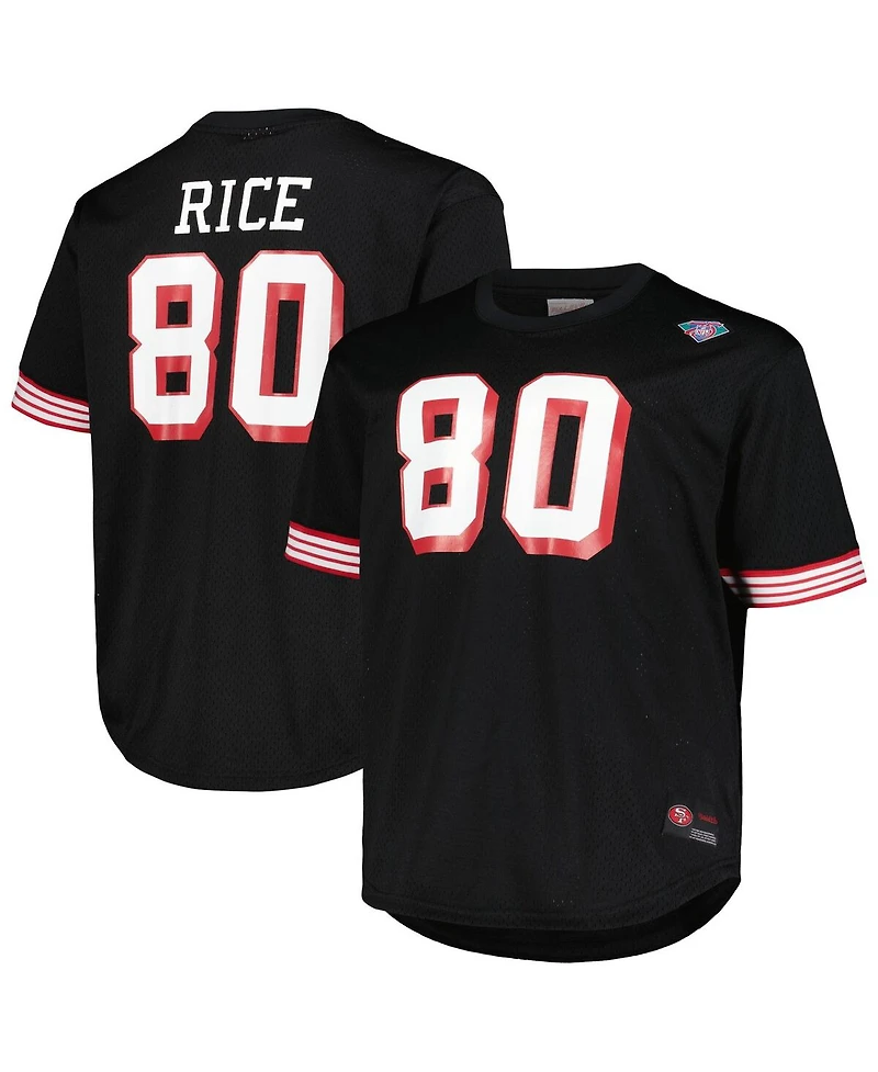 Men's Mitchell & Ness Jerry Rice Black San Francisco 49ers Big and Tall Mesh Player Name Number Top