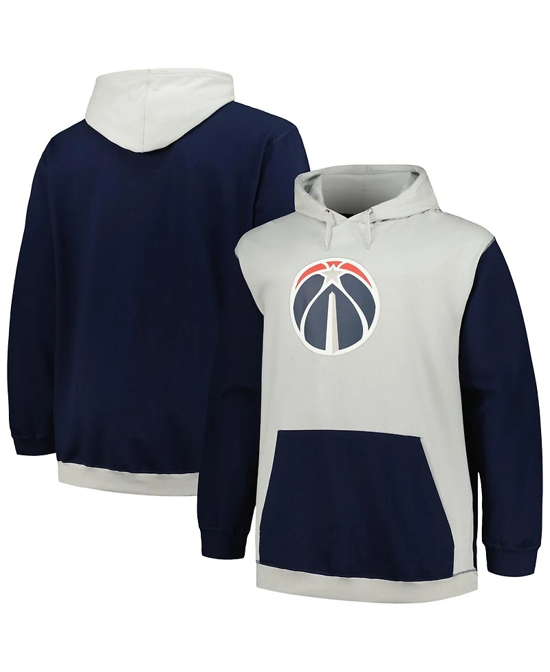 Men's Fanatics Navy, Silver Washington Wizards Big and Tall Primary Arctic Pullover Hoodie