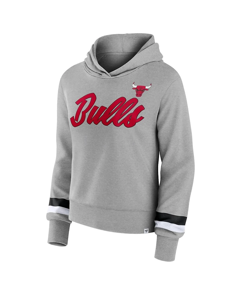 Women's Fanatics Heather Gray Chicago Bulls Halftime Pullover Hoodie