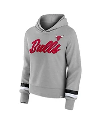 Women's Fanatics Heather Gray Chicago Bulls Halftime Pullover Hoodie
