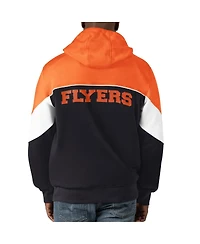 Men's Starter Black, Orange Philadelphia Flyers Power Forward Full-Zip Hoodie