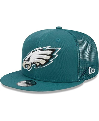Youth Boys and Girls New Era Midnight Green Philadelphia Eagles Main Trucker 9FIFTY Snapback Hat