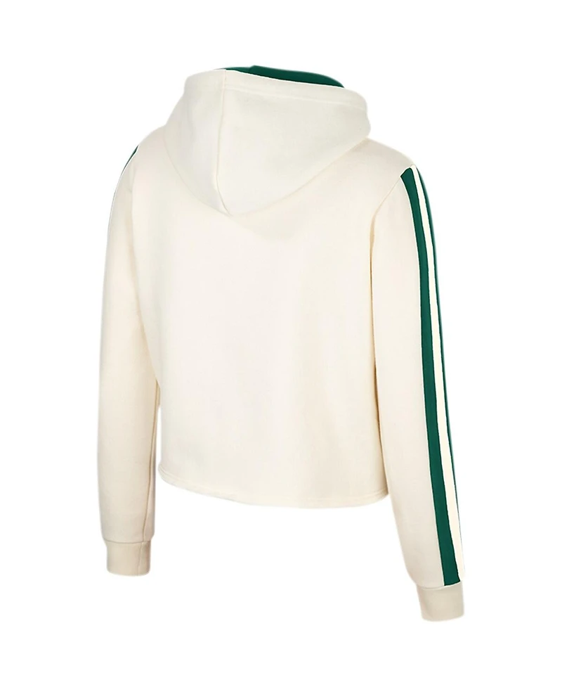Women's Colosseum Cream Michigan State Spartans Perfect Date Cropped Pullover Hoodie