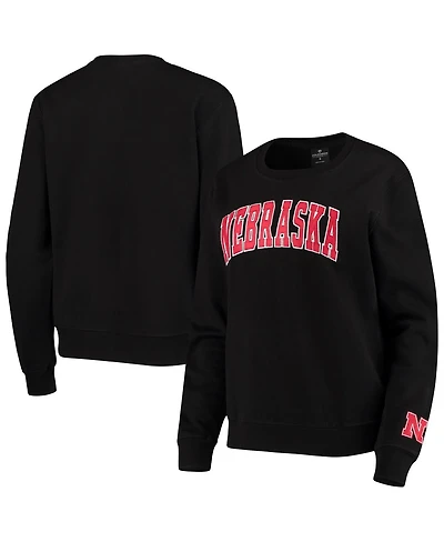 Women's Colosseum Black Nebraska Huskers Campanile Pullover Sweatshirt