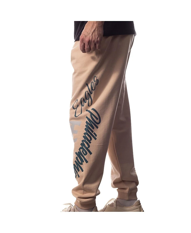 Men's and Women's The Wild Collective Cream Philadelphia Eagles Heavy Block Graphic Jogger Pants