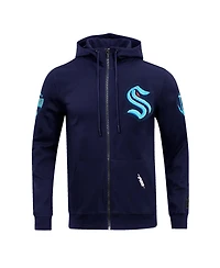Men's Pro Standard Navy Seattle Kraken Classic Chenille Full-Zip Hoodie Jacket