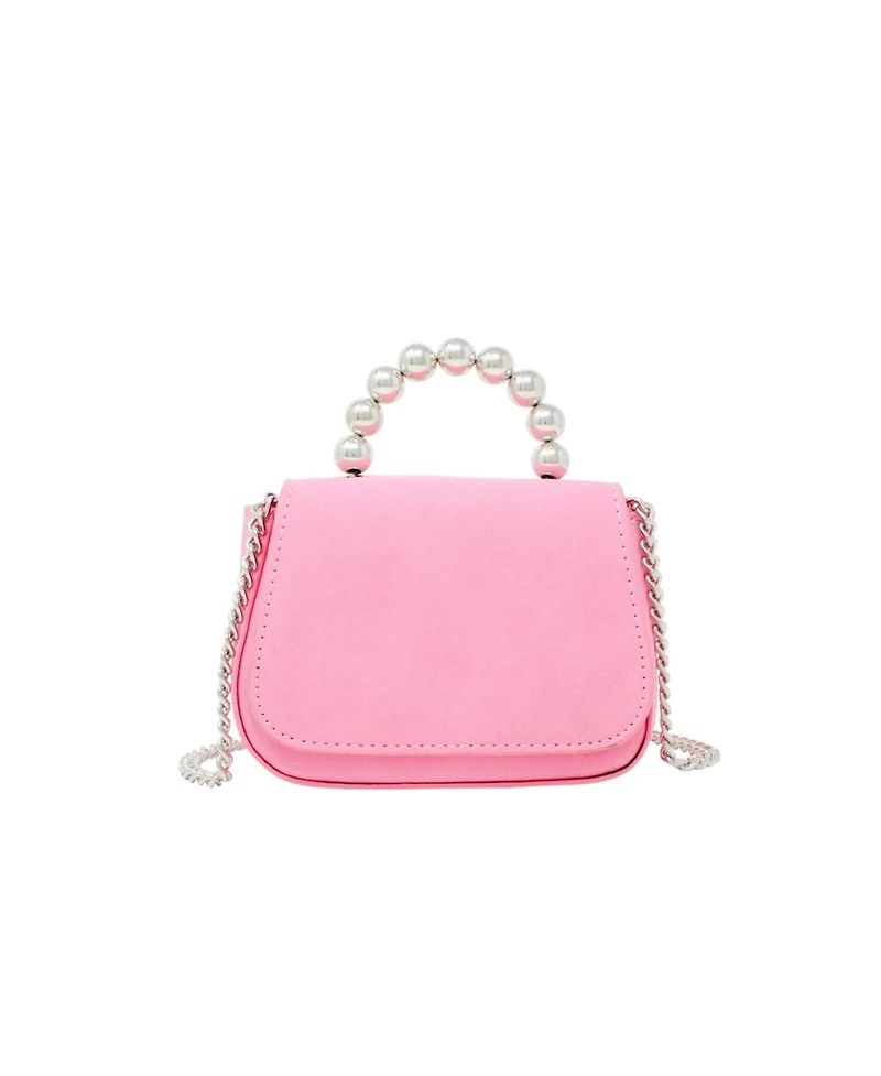 Girl's Pink Tiny Metal Pearl Handle Handbag
