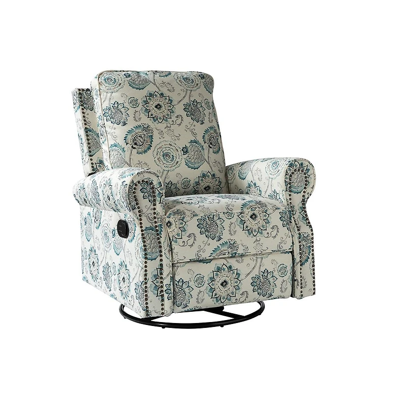 Hulala Home Evelia Floral Swivel Rocker Manual Recliner