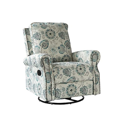 Hulala Home Evelia Floral Swivel Rocker Manual Recliner