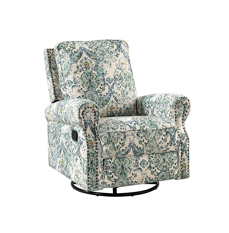 Evelia Floral Swivel Rocker Manual Recliner