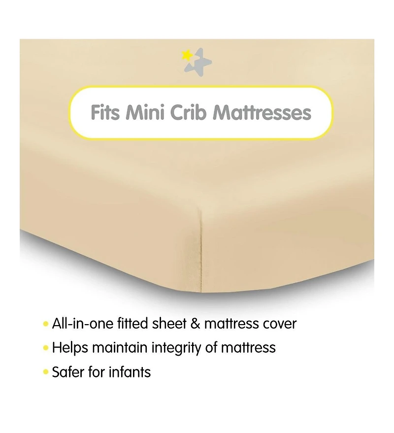 BreathableBaby All-in-One Fitted Sheet & Waterproof Cover for 38" x 24" Mini Crib Mattress (2-Pack)