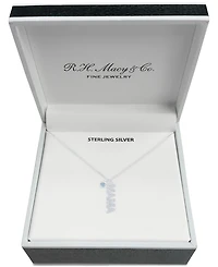 Blue Topaz (1/2 ct. t.w.) & Cubic Zirconia Bezel Stone Mama 18" Pendant Necklace Sterling Silver (Also Green Quartz)