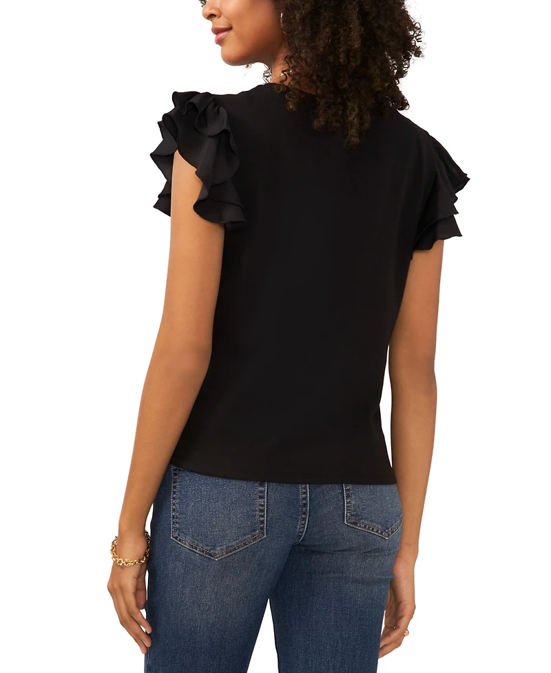 Vince Camuto Women's Tiered Ruffled-Sleeve T-Shirt