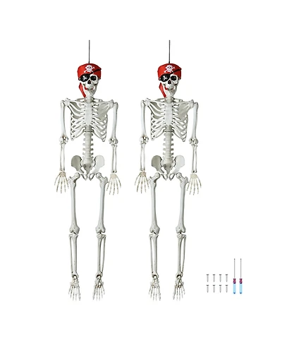 Yescom 2PCS Pirate Life Size Skeleton Poseable Full Size Halloween Party Decoration Haunted House 2024