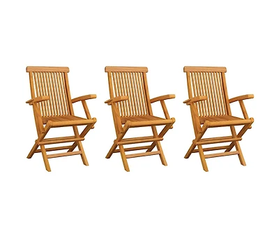 Folding Patio Chairs Set of 4 for Garden & Outdoor Teak Wood