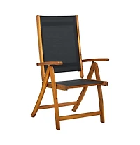 Folding Patio Chairs 2 pcs Solid Acacia Wood and Textilene