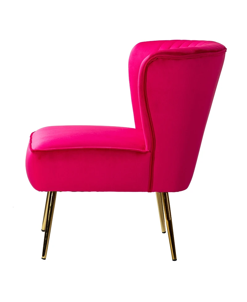 Hulala Home Velvet Accent Chair with Gold Metal Legs for Bedroom Guest Room Vanity