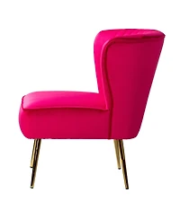 Hulala Home Velvet Accent Chair with Gold Metal Legs for Bedroom Guest Room Vanity