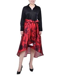 Ny Collection Petite Satin and Mikado High Low Dress