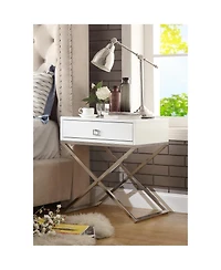 Inspired Home Laila Mdf Lacquer-Finish X-Metal Leg Side Table