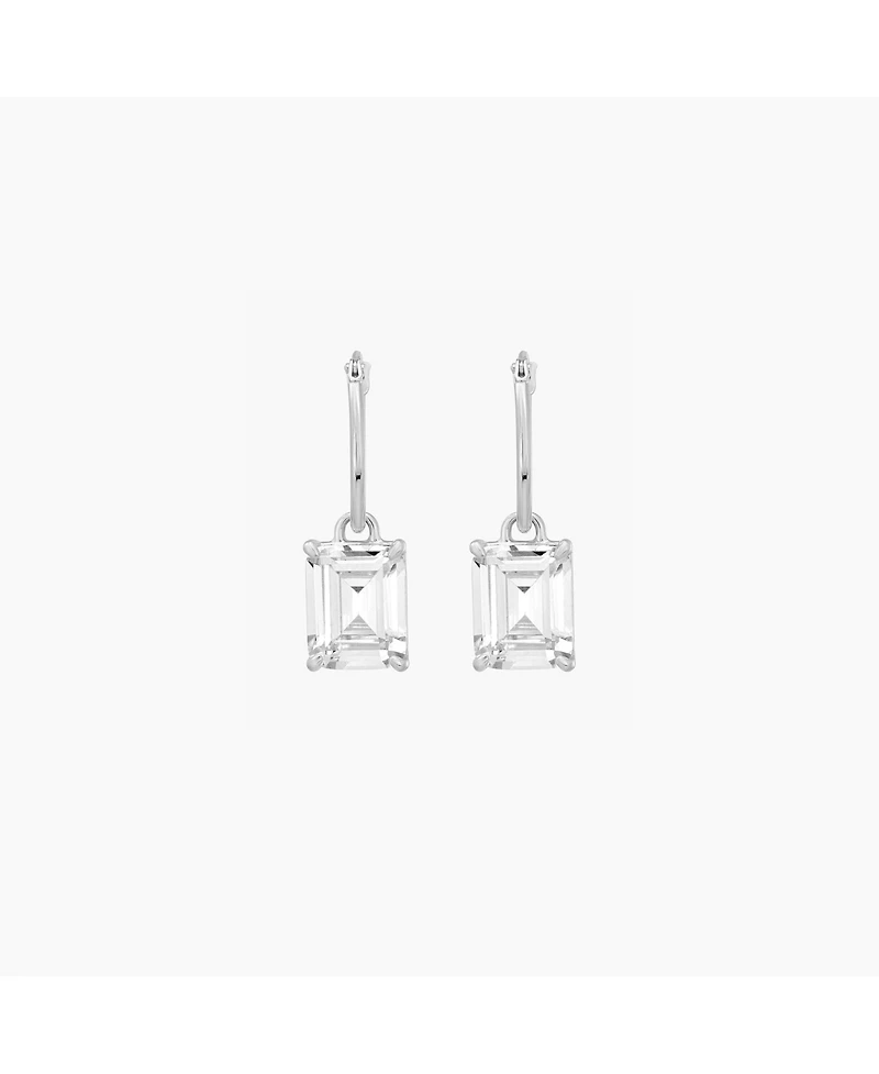 Sterling Silver 18k Gold Plated Sparkle Dangling Pendant Hoop Earrings