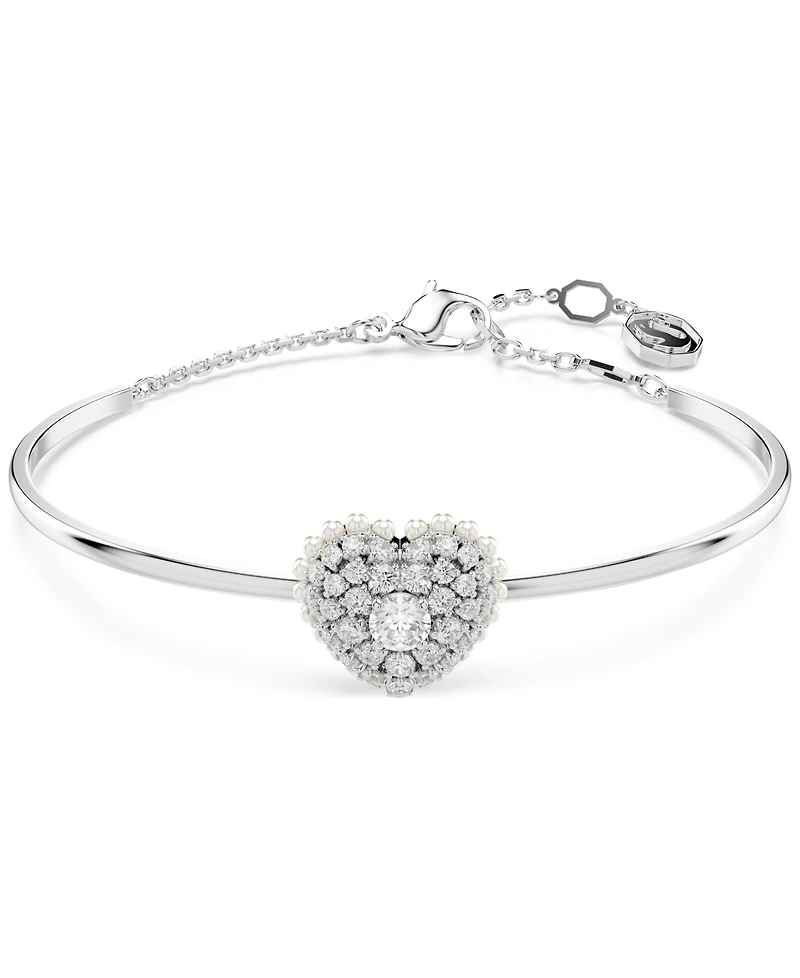 Swarovski Silver-Tone Hyperbola Heart Bangle Bracelet