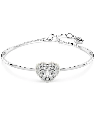 Swarovski Silver-Tone Hyperbola Heart Bangle Bracelet