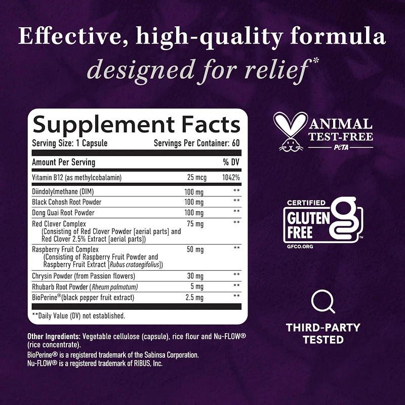 Menopause Supplement for Women, Hot Flashes & Night Sweats, Hormone Balance, Menopause Relief, Black Cohosh, Dim, Red Clover, SMNutrition, 60ct