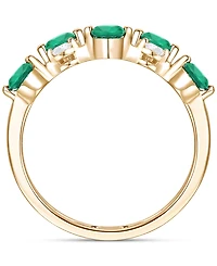 Emerald (5/8 ct. t.w.) & Diamond (1/5 Double Row Ring 14k Gold (Also Ruby Sapphire)