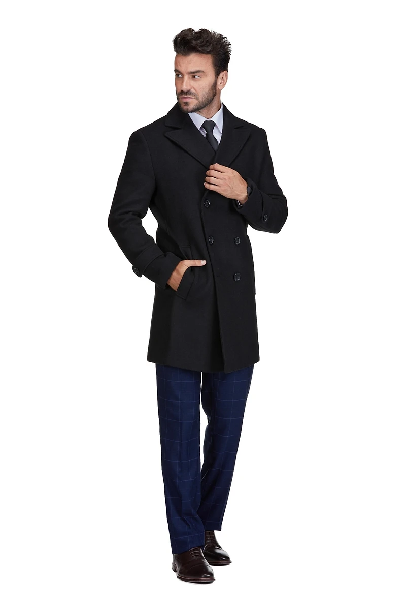 Braveman Men's Big & Tall Double Breasted Pea Coat Wool Blend Dress Peacoat