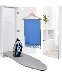 Ivation Ironing Board with Full Mirror, Wall Mount Iron Board Holder