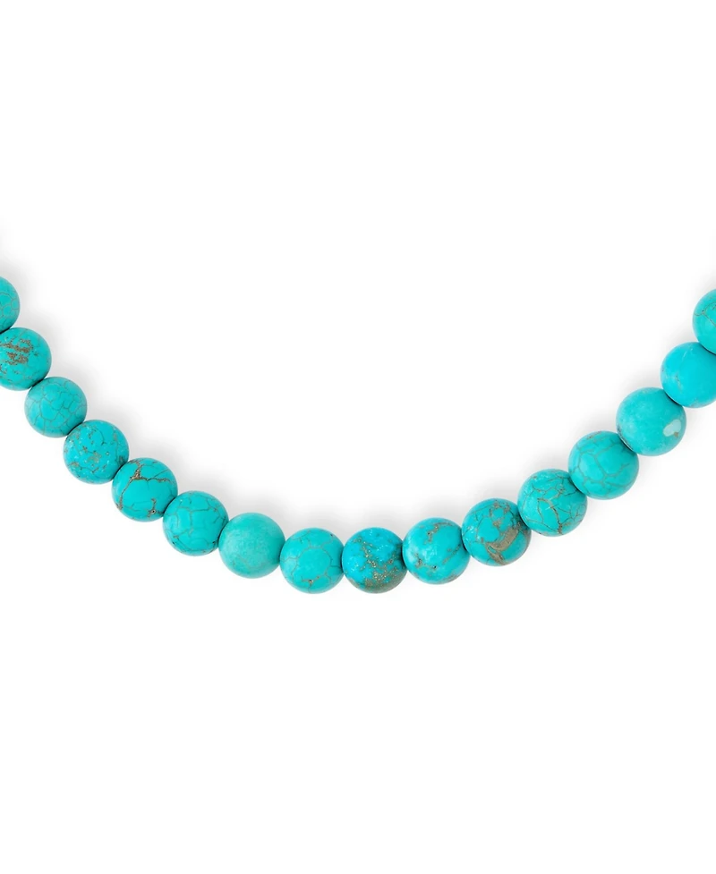 Bling Jewelry Blue Synthetic Compressed Turquoise Round Gem Stone 10MM Bead Strand Necklace Silver Plated Clasp