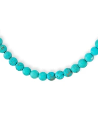 Bling Jewelry Blue Synthetic Compressed Turquoise Round Gem Stone 10MM Bead Strand Necklace Silver Plated Clasp