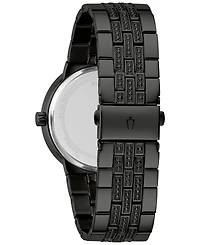 Bulova Men's Classic Crystal Black-Tone Stainless Steel Bracelet Watch 40mm Gift Set