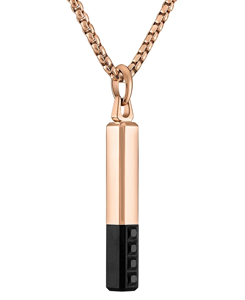 Bulova Black & Rose Gold-Tone Ip Stainless Steel Black Spinel 26" Pendant Necklace