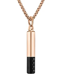 Bulova Black & Rose Gold-Tone Ip Stainless Steel Black Spinel 26" Pendant Necklace