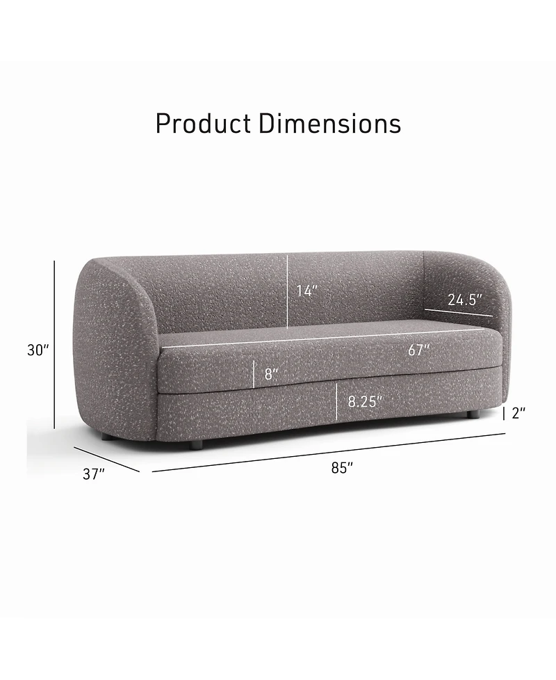 Isabella 82.5" Boucle Fabric Curved Sofa